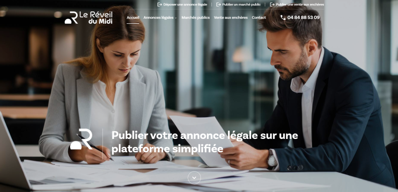 Agence Web marketing à Nîmes pour Le Réveil du Midi, site de publication d'annonces légales à Nîmes dans le Gard
