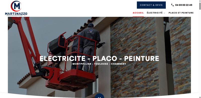 Création de site web à Montpellier pour MARTINAZZO, entreprise spécialisée en électricité, en placo et en peinture