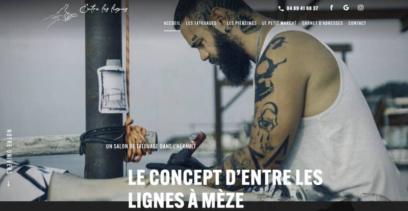 Création d'un site internet et référencement pour ENTRE LES LIGNES, Tatoueur à Mèze dans l'Hérault