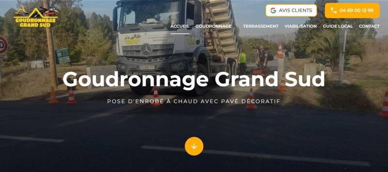Création de site internet et agence webmarketing pour référencement naturel SEO à Béziers pour goudronnage grand sud, pose d'enrobé à chaud avec pavé décoratif
