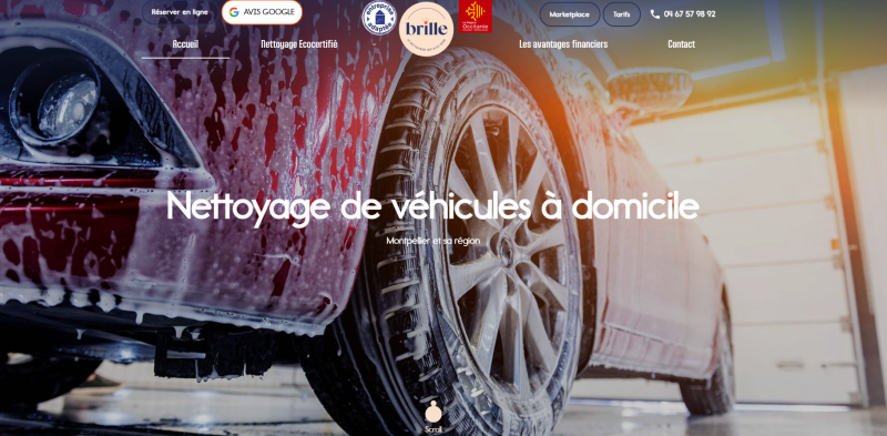 Agence SEO webmarketing avec création de site à Montpellier : référencement naturel pour nettoyage de véhicules à domicile par Brille
