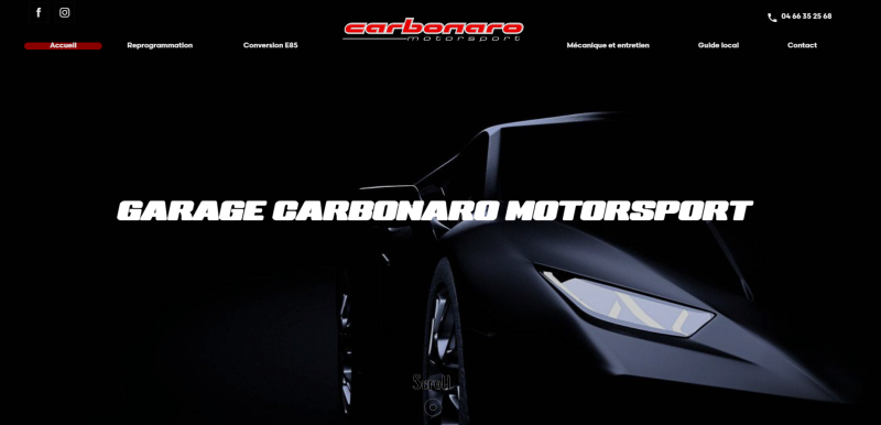 Refonte d'un site internet sur Lunel et Nîmes pour le garage Carbonaro, optimisation et reprogrammation de moteur