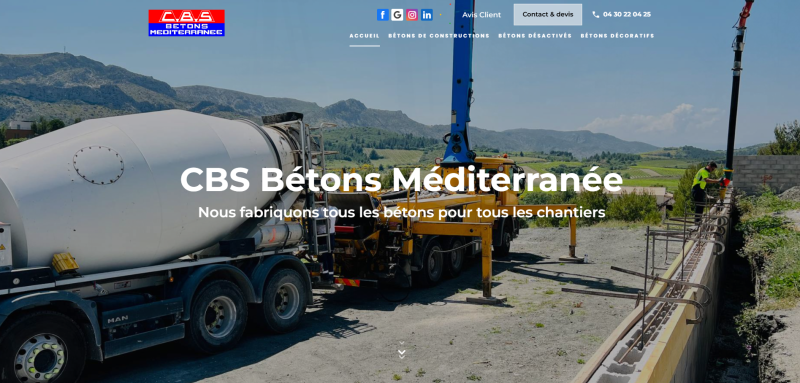 Création de site web et référencement à Vendargues proche de Montpellier pour CBS BETON : fabricant de béton tous chantiers.