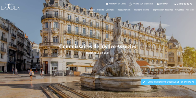 Création de site internet et agence webmarketing pour référencement naturel SEO à Montpellier pour Exadex, huissier de justice