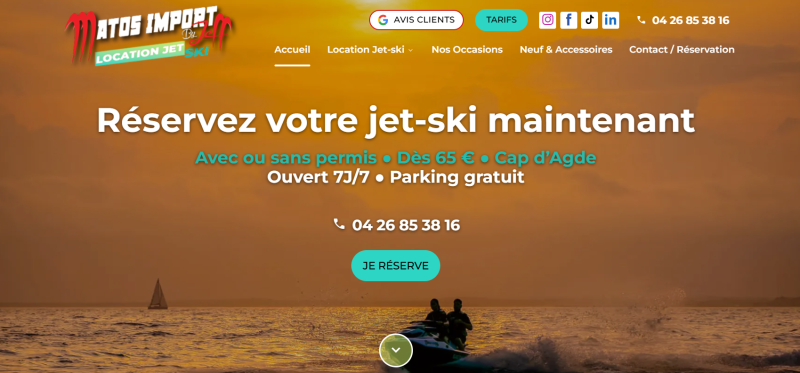 Agence WEB et référencement google pour les activités loisir et location de jet ski à AGDE proche de Sète dans l'Hérault 