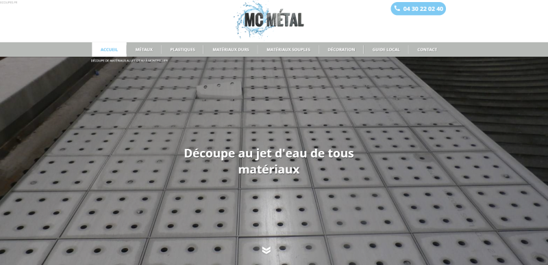 Agence Web pour refonte d'un site internet sur Lunel pour MC METAL, une entreprise spécialisée dans la découpe jet d'eau et laser tout matériaux