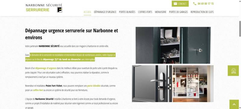 Création de site internet par Jalis expert en référencement naturel à Montpellier pour Narbonne Sécurité votre expert en intervention d'urgence